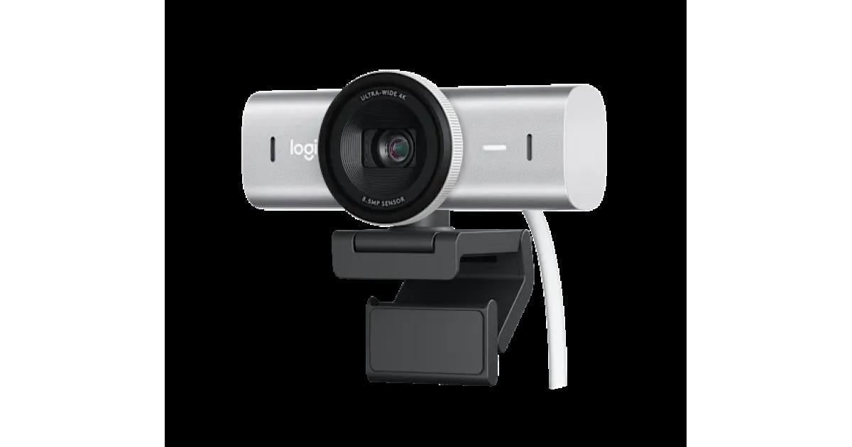 Logitech MX Brio 4K Ultra HD Webcam - AI Image Enhancement Pale Grey with 4K WEBCAM JORDAN