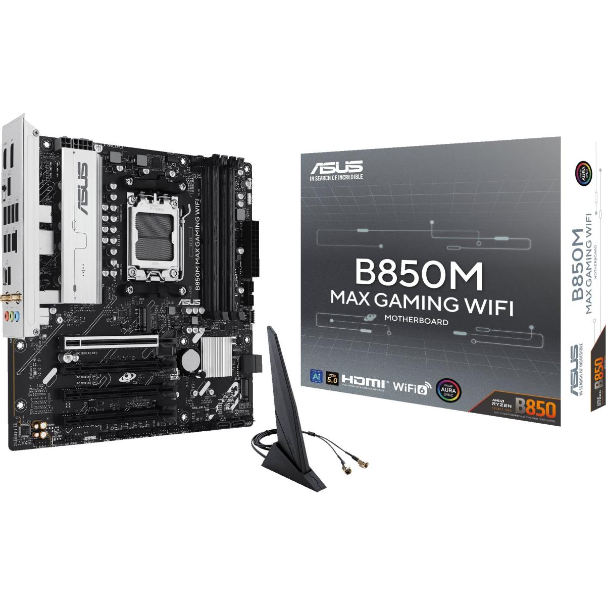 Asus B850m Max Gaming Wifi 6 Am5 Micro Atx Amd B850 Chipset, 4x Ddr5 Udimm Slots, Up To 256gb Max Memory, 4x Pcie X16 Slots, 2x M.2 Slots, Wifi & Bt Conneivity