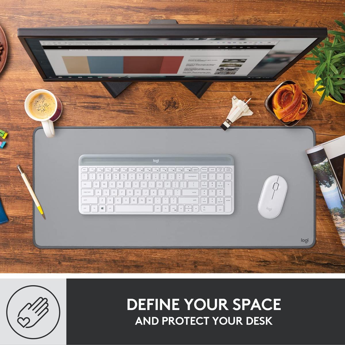 Logitech Padstudio Series Mouse Mat With Anti Slip Rubber Base Durable Materials, Mid Grey Logitech Padstudio Series Mouse Mat With Anti Slip Rubber Base Durable Materials, Mid Grey