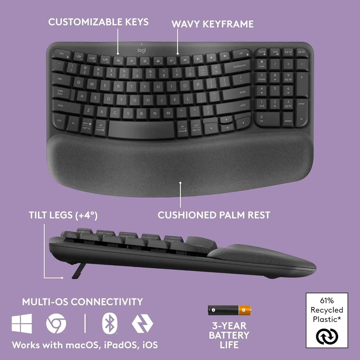 Logitech Wave Keys Wireless Ergonomic Keyboard Logitech Wave Keys Wireless Ergonomic Keyboard