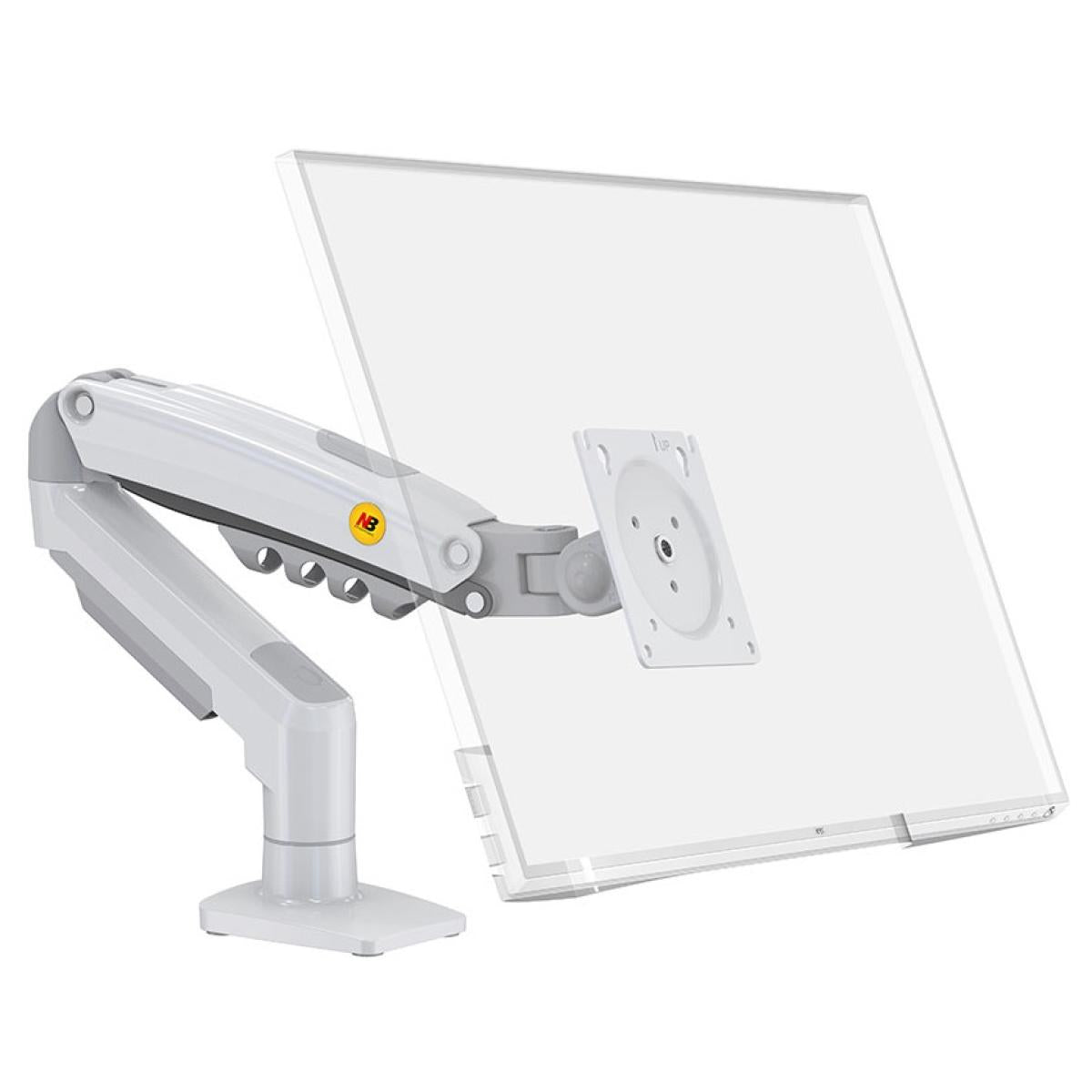 North Bayou (NB F80) Ergonomic Desk Mount Single Monitor Arm, Up To 17-30" Size & 2-9kg Weight, Vesa 75mm x 75 mm To 100mm x 100mm Mounting Hole - White | F80 White | - CompuMe