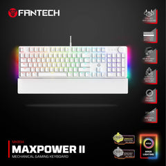 Fantech Mk894 Maxpower Ii Mechanical Gaming Keyboard White (double Shot Abs) Speed Grey Switch