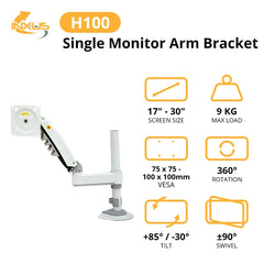 NORTH BAYOU H100 MONITOR STAND FOR 22-35-inch MONITORS - WHITE