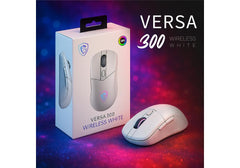 MSI VERSA 300 W Dual WIRELESS Rechargeable Gaming Mouse - 8000 DPI Optical Sensor, 1000 Hz Polling Rate, Symmetrical, 30M+ Click OMRON Switches, 6 Buttons, 50-Hour Battery, 1ms Latency, RGB, 60g - White