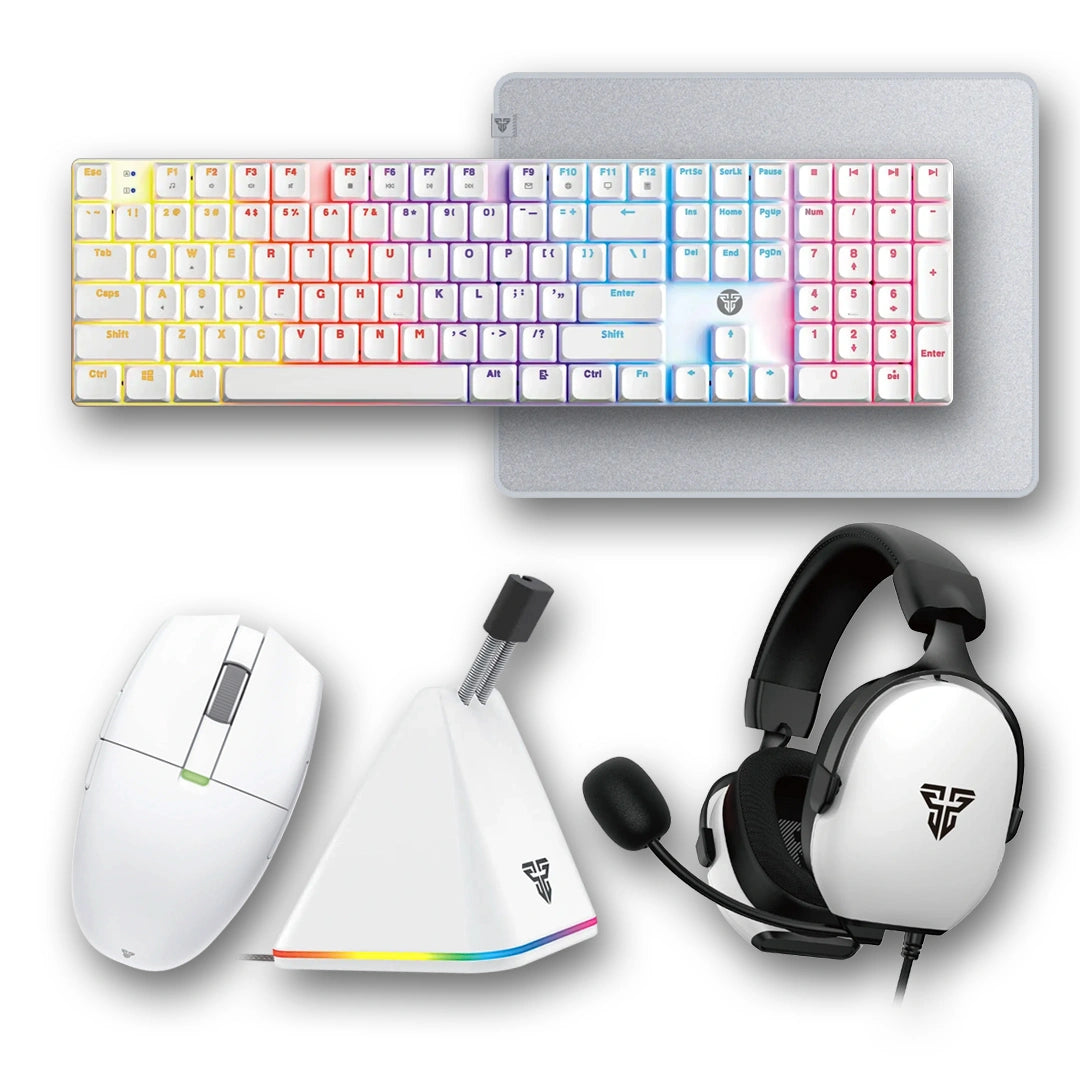 Fantech Bundle A 4 Gaming Accessories Hg30 Carbon 7.1 Sound Headset + Mk314 Mechanical Keyboard + Xd7e Wireless Mouse + Mbr01 Mouse Bungee + Mp453 Mouse Pad