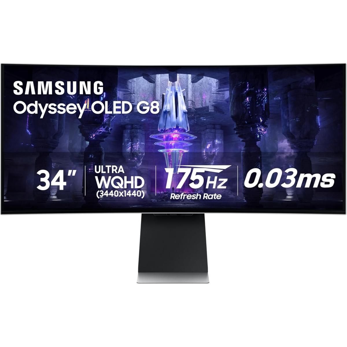SAMSUNG Odyssey G8 G855D Odyssey G8 Smart 34" OLED 3K UWQHD , 175Hz , 0.03ms (GtG) , AMD FreeSync Premium Pro & G-Sync Technology, Silver