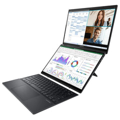 ASUS Zenbook Duo OLED, Dual 14" OLED 3K @120Hz Touch Screens, Intel Core™ Ultra 9 processor 285H, Intel® Arc™ Integrated Graphics, 32GB DDR5X RAM, 2TB M.2 PCIe NVMe Gen4, Windows 11 Home - Inkwell Gray Laptop w/ Sleeve & ASUS Pen | UX8406CA-PZ005 - CompuMe