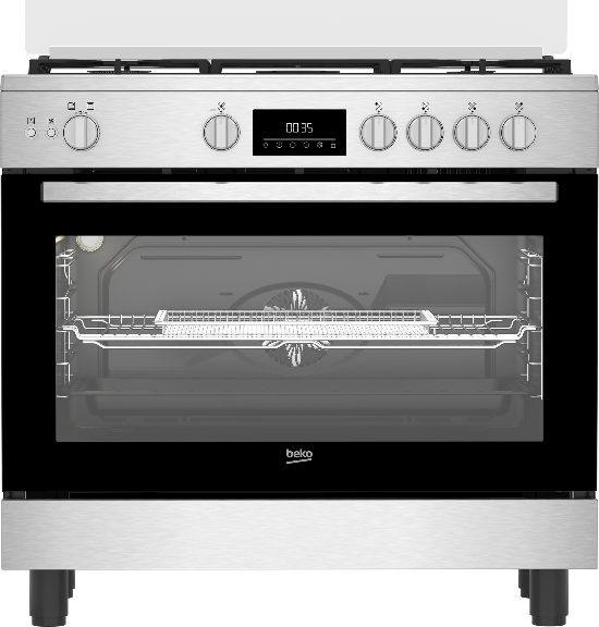 Beko Gas Cooker Oven, 90Cm, 5Burners, Stainless Steel - BGGR11225GXA