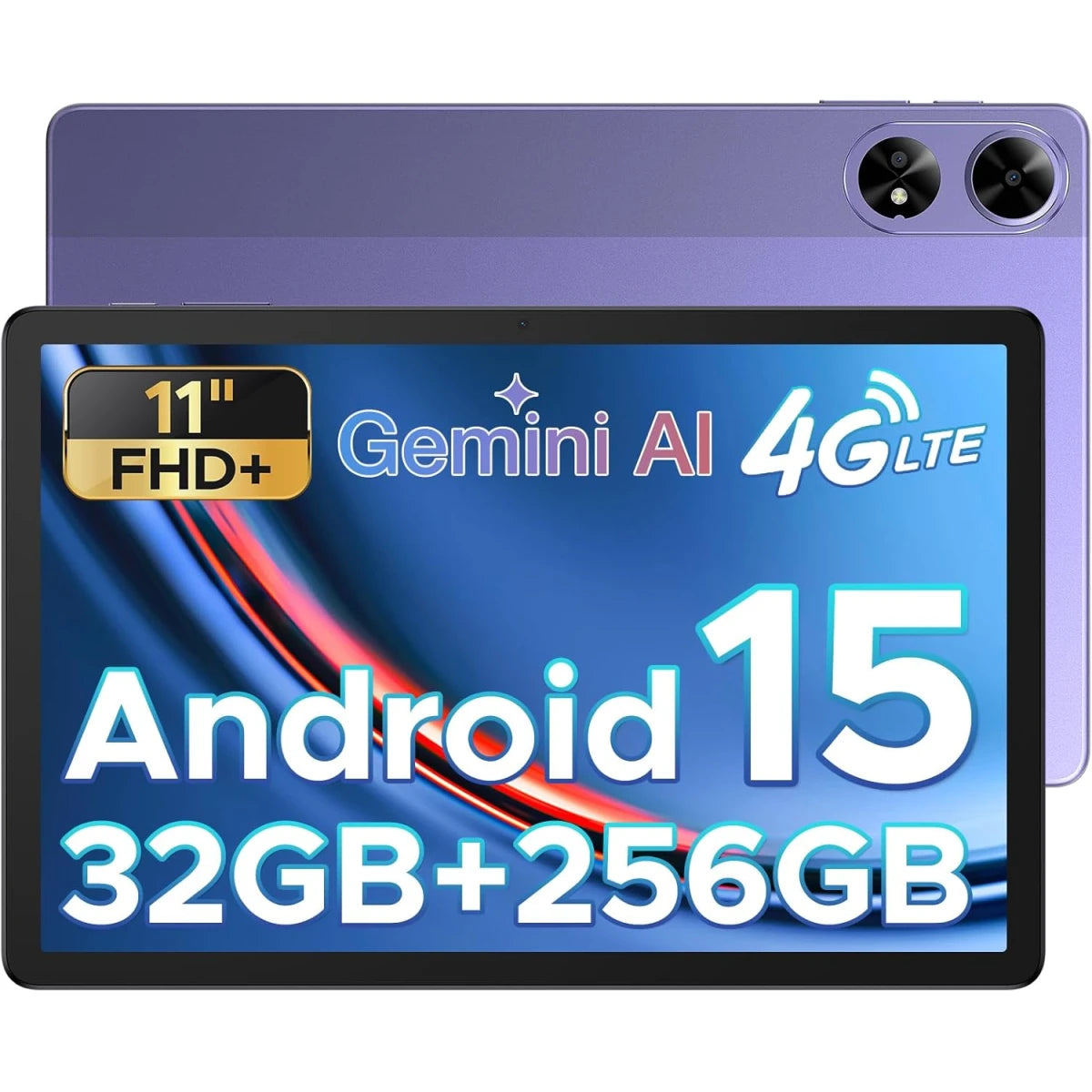 DOOGEE Tab G6 Plus VIB Edition (2025) 11.0" Android LTE Tablet (256GB Storage / 8GB + 24GB Shared Memory) Bundle (Keyboard + Pen + Cover + Screen Protector) , Purple
