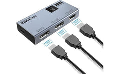 Promate MEDIASWITCH-2T HDMI Switch Adapter, Premium Ultra High-Resolution HDMI Switch with 8K@60Hz, 4K@120Hz Display, 3 HDMI Ports, Touch Control and Ultra-Compa Design