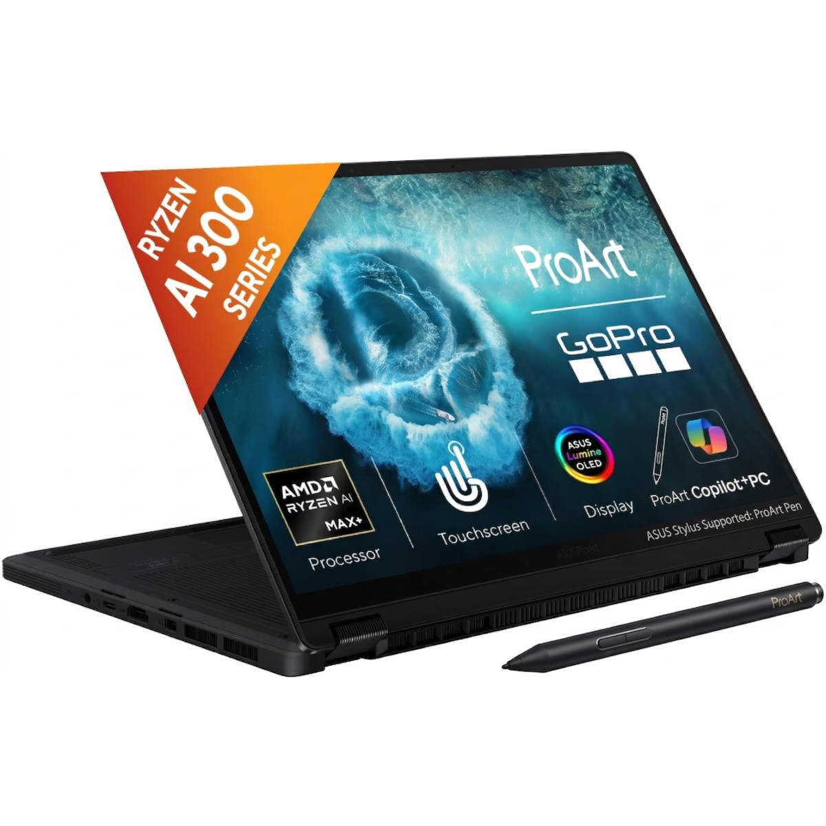 Asus Proart Px13 (2025) Hn7306ea Copilot+ Pc Ai Max+ 395 Pro Grade Graphics 16 Cores W/ Amd Radeon 8060s Graphic & 3k Oled 60hz 2 In 1 Touch Display , Nano Black
