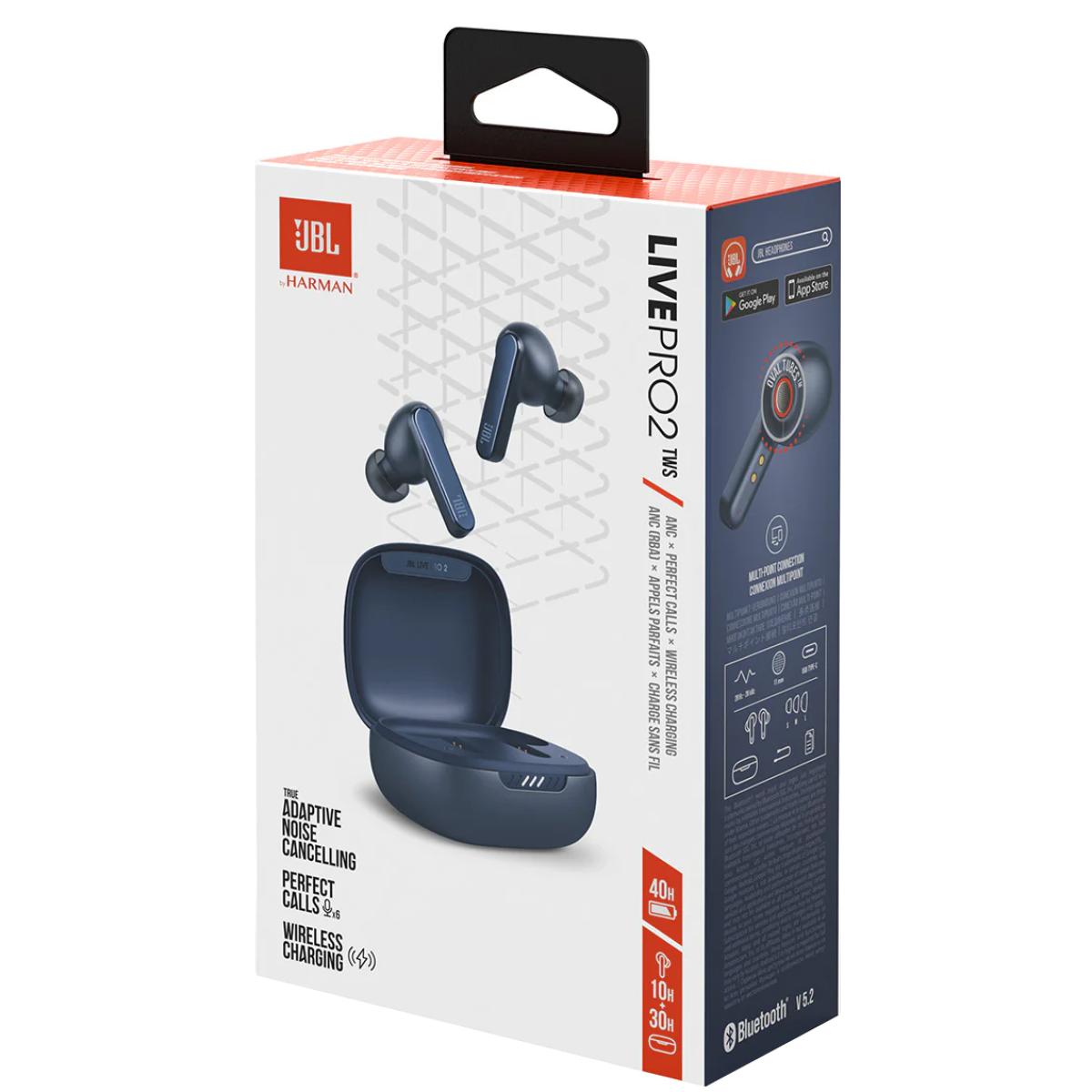 Jbl Live Pro 2 Tws In Ear Headphones, Sound Back In With Smart Ambient, True Adaptive Aive Noise Cancellation, Up To 10h Battery Life, Touch Controls, Ipx5, Blue