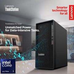 Lenovo Thinkstation P2 Tower Workstation Gen 2 (2025) New Intel® Ultra 7 Gen Ii 265k 20 Cores Ai Optimized Performance , Isv Certified , Secure, Durable & Reliable W/ Upgradable Graphic Card & 3 Years Warranty Black