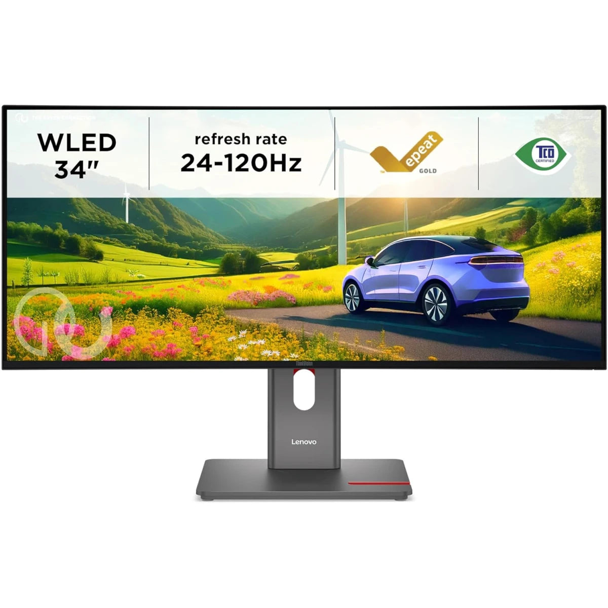 Lenovo ThinkVision P34WD-40 34” 2K WQHD IPS Ultrawide 120Hz w/ USB-C Docking Monitor up to 140W Power Delivery & Adjustable Stand & Speakers , Eclipse Black