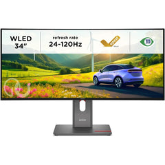 Lenovo ThinkVision P34WD-40 34” 2K WQHD IPS Ultrawide 120Hz w/ USB-C Docking Monitor up to 140W Power Delivery & Adjustable Stand & Speakers , Eclipse Black