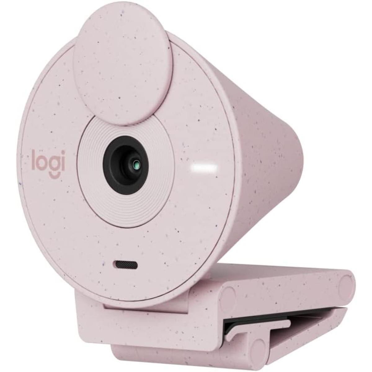 Logitech Brio 300 Full HD 1080p Webcam For Meetings & Works Auto-Light Balance w/ Noise Reduction Mic & Certified For Zoom USB-C - Pink