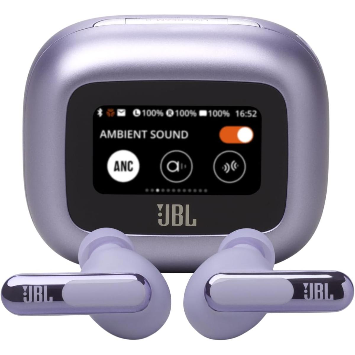Jbl Live Beam 3 Wireless Earbud Headphones, Up To 48 Hours Battery Life, Personi Fi 3.0, True Adaptive Noise Cancelling & Signature Sound, Ip55 Waterproof, With Earplugs, Purple