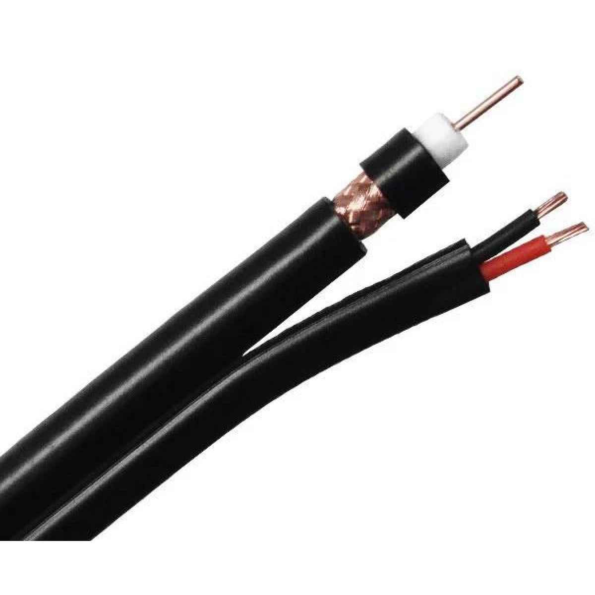 Coaxial RG58 Cable Black 50m with Power Cable