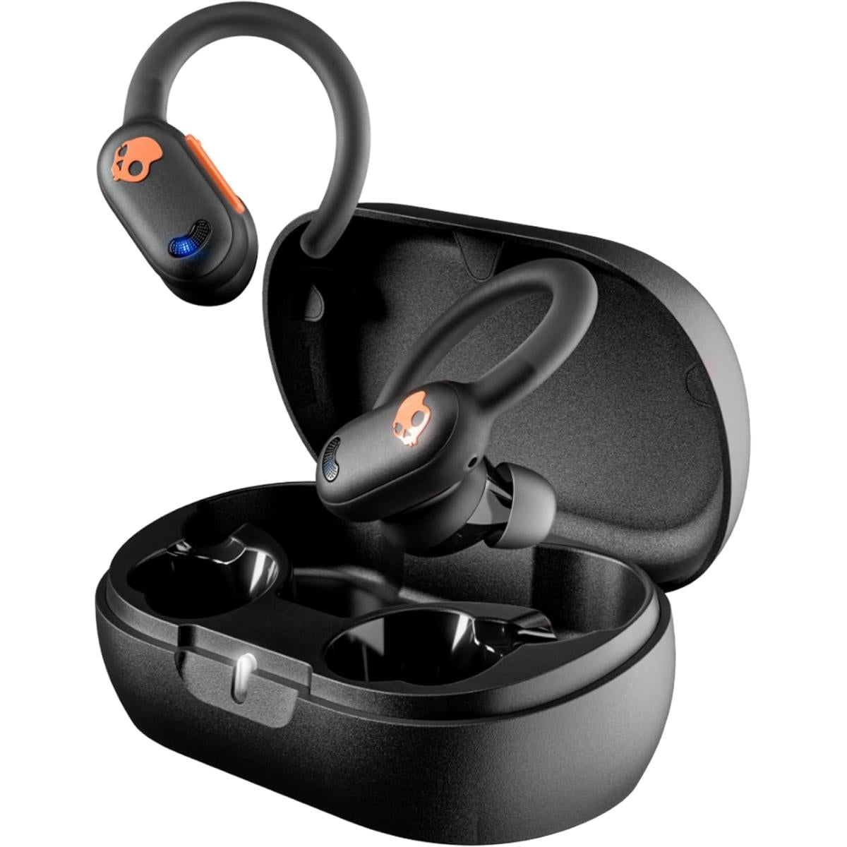 Skullcandy Push Anc Aive Wireless Earbuds, Bluetooth Headphones, Noise Cancelling, 58 Hours Battery, Secure Fit Over Ear Hanger, Sweat And Waterproof, Microphone For Iphone Android Black/orange