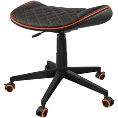 Cougar Crosser Multi Use Gaming Stool Scalloped Seat Pvc Synthetic Leather Upholstery Adjustable Height Base With 5 Wheels Up To 120 Kg Weight Support, Balck Orange - CompuMe