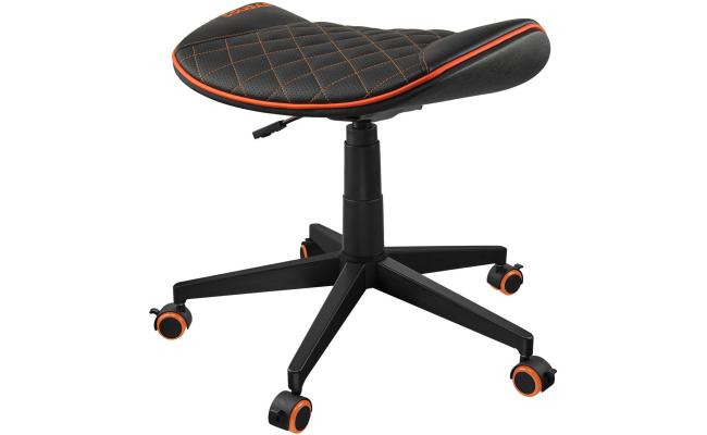Cougar Crosser Multi Use Gaming Stool Scalloped Seat Pvc Synthetic Leather Upholstery Adjustable Height Base With 5 Wheels Up To 120 Kg Weight Support, Balck Orange Cougar Crosser Multi Use Gaming Stool Scalloped Seat Pvc Synthetic Leather Upholstery Adjustable Height Base With 5 Wheels Up To 120 Kg Weight Support, Balck Orange