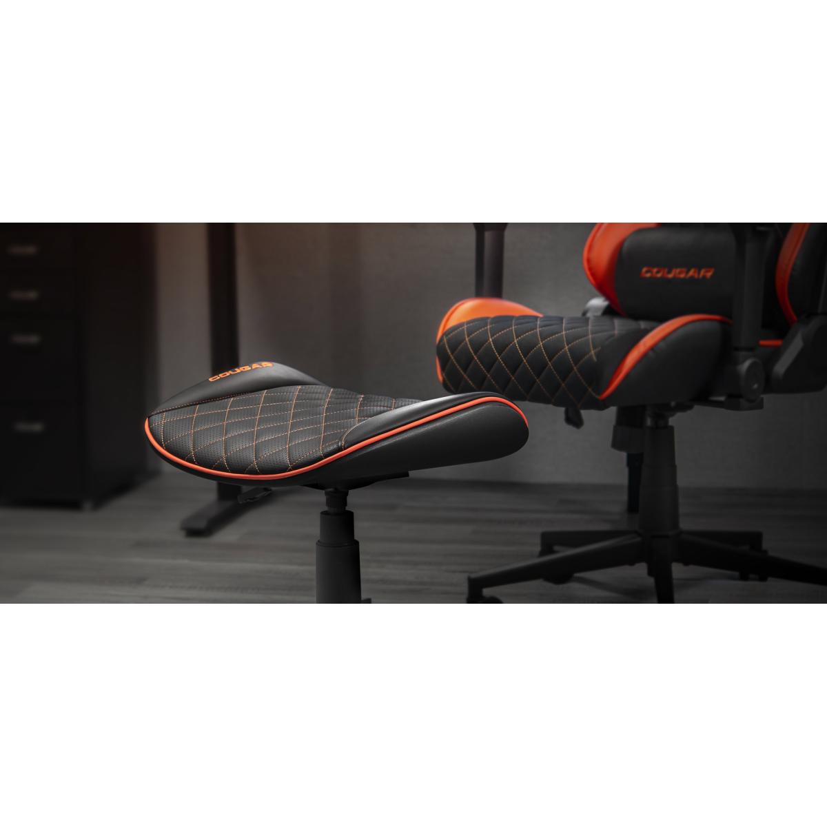 Cougar Crosser Multi Use Gaming Stool Scalloped Seat Pvc Synthetic Leather Upholstery Adjustable Height Base With 5 Wheels Up To 120 Kg Weight Support, Balck Orange Cougar Crosser Multi Use Gaming Stool Scalloped Seat Pvc Synthetic Leather Upholstery Adjustable Height Base With 5 Wheels Up To 120 Kg Weight Support, Balck Orange