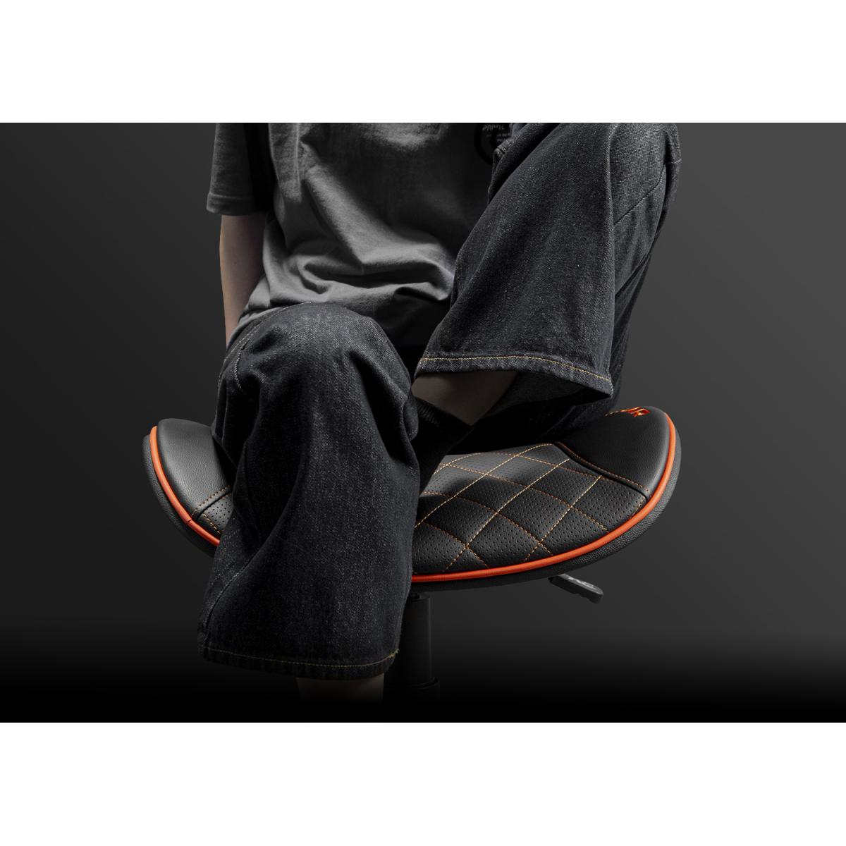 Cougar Crosser Multi Use Gaming Stool Scalloped Seat Pvc Synthetic Leather Upholstery Adjustable Height Base With 5 Wheels Up To 120 Kg Weight Support, Balck Orange Cougar Crosser Multi Use Gaming Stool Scalloped Seat Pvc Synthetic Leather Upholstery Adjustable Height Base With 5 Wheels Up To 120 Kg Weight Support, Balck Orange