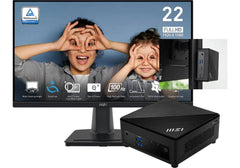 MSI Cubi 5 1M Mini PC NUC Intel Core 3 100U, 8GB DDR5 Customized, 512GB SSD Customized, Thunderbolt™ 4, Dual LAN (2.5G + 1G), HDMI & DP - WiFi 6E, BT 5.3, w/ PRO MP225V 22" Monitor
