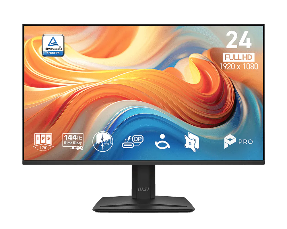 MSI PRO MP242 E14C 24" FHD IPS Monitor – 144Hz, 1ms, Black