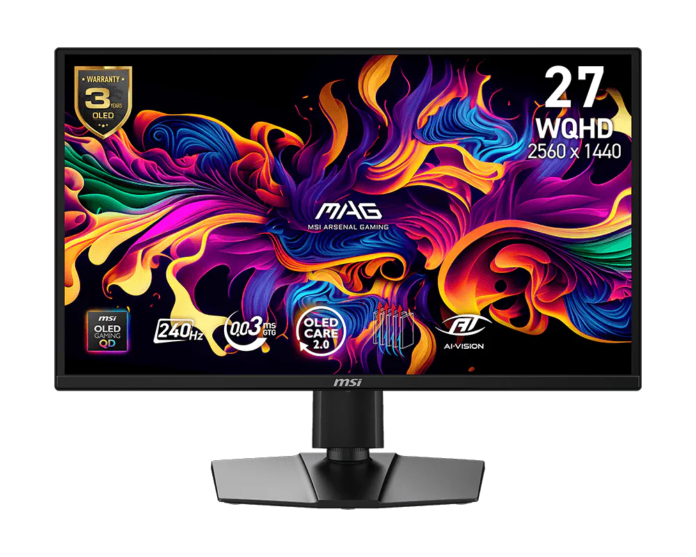 MSI MAG 272QP QD-OLED X24 2K WQHD, 240Hz, 0.03ms Response, HDR400 Gaming Monitor