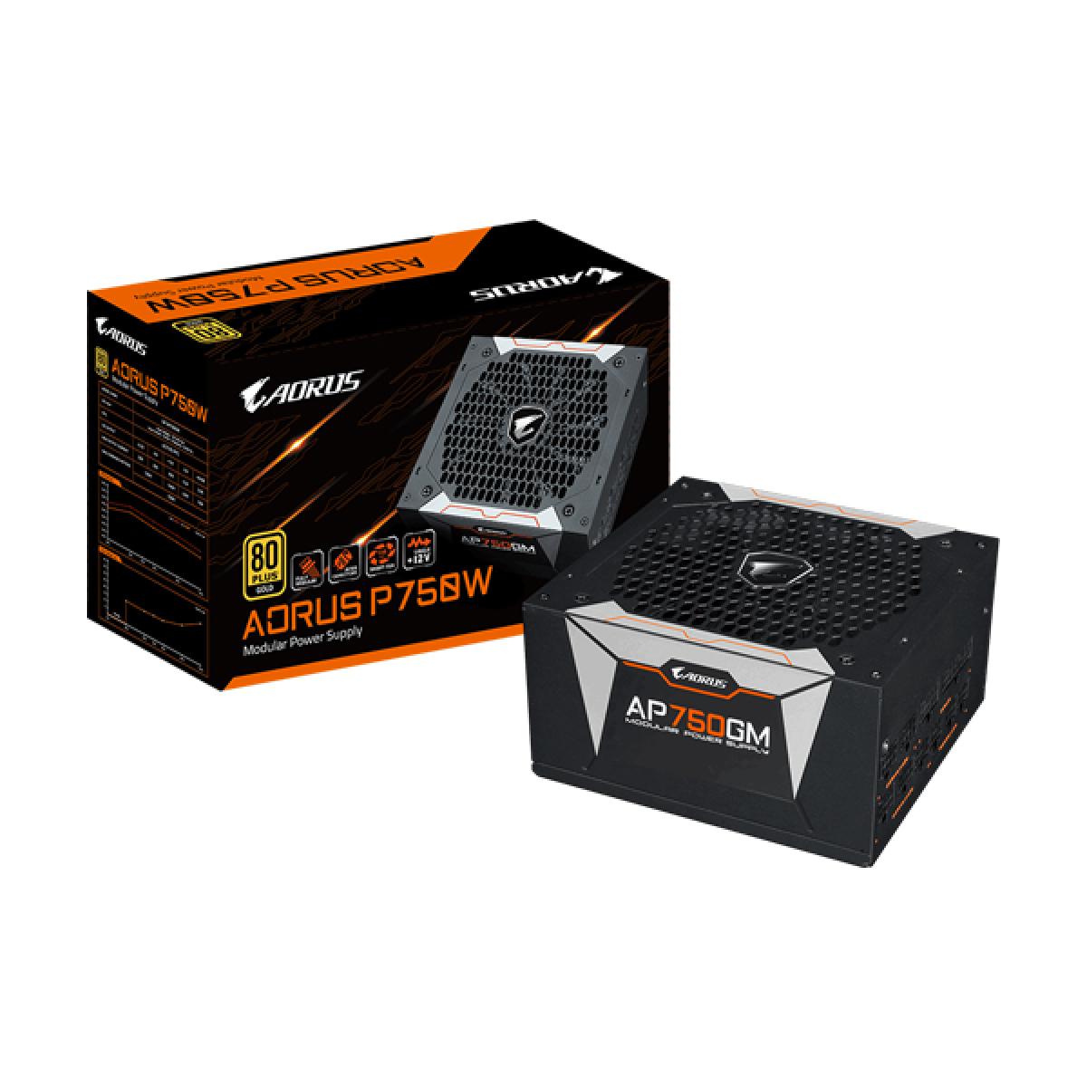 GIGABYTE AORUS P750 GOLD 750W 80+ Full Modular Power Supply w/ 135mm 2 Ball Bearing Smart Fan | GP-AP750GM | - CompuMe