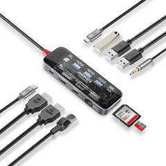 Promate Transhub Pro Usb C Hub 11 In 1 Multi Display 2x 4k Hdmi 4k Displayports 1000mbps Lan Aux Sd/tf Usb Ports Efficient 100w Usb C™ Power Delivery - CompuMe