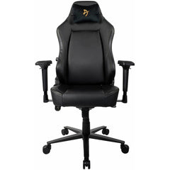 Arozzi Primo Premium PU Leather Gaming Chair Office Chair with Recliner Swivel Tilt Rocker Adjustable Height 4D Armrests Neck Pillow and Built-in Lumbar Adjustment - Black with Gold Accents