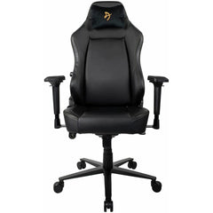 Arozzi Primo Premium PU Leather Gaming Chair Office Chair with Recliner Swivel Tilt Rocker Adjustable Height 4D Armrests Neck Pillow and Built-in Lumbar Adjustment - Black with Gold Accents