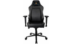 Arozzi Primo Premium PU Leather Gaming Chair Office Chair with Recliner Swivel Tilt Rocker Adjustable Height 4D Armrests Neck Pillow and Built-in Lumbar Adjustment - Black with Gold Accents