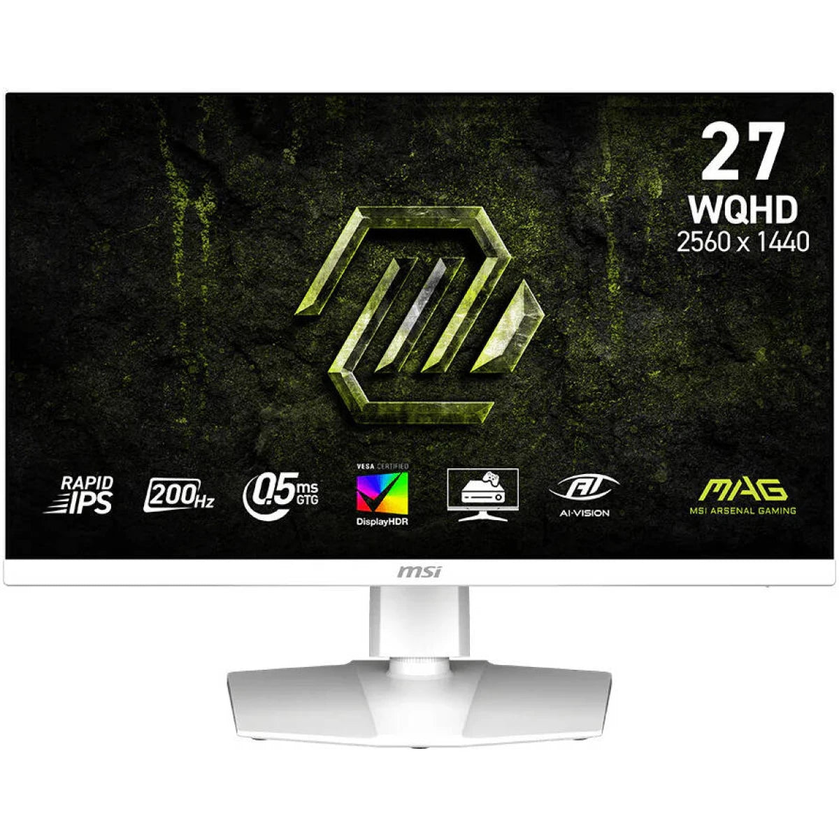 MSI MAG 274QRFW E20 27" Rapid IPS Display, WQHD 2K, 200Hz Refresh Rate, 0.5ms (GtG) Response Time, NVIDIA G-SYNC Compatible, 1.07B Color Display - White