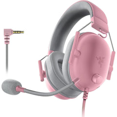 Razer BlackShark V2 X Gaming Headset, 7.1 Surround Sound Capable, TriForce 50mm Drivers, 3.5mm Jack, Breathable Memory Foam Cushion, For PC, PS4, Nintendo Switch, Quartz Pink
