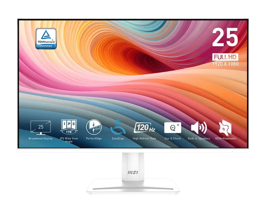 Msi Pro Mp251w E2 25 Inch Fhd Ips 120hz 1ms Business Monitor White