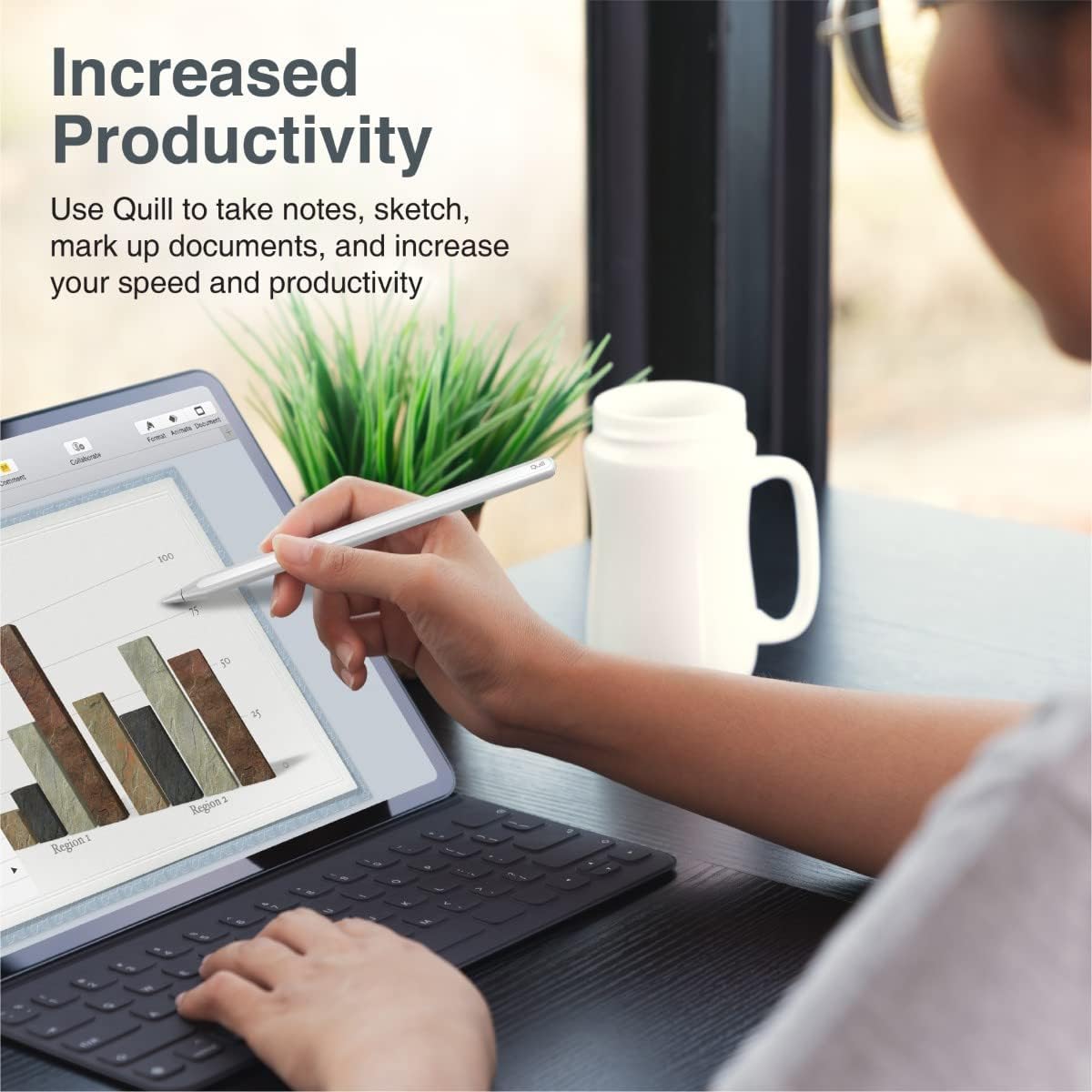 Promate Quill Stylus Pen For Ipad W/ Palm Rejeion Tilt Recognition Bluetooth V5.0 Battery Display Magnetic Charging & Detachable Nib Promate Quill Stylus Pen For Ipad W/ Palm Rejeion Tilt Recognition Bluetooth V5.0 Battery Display Magnetic Charging & Detachable Nib