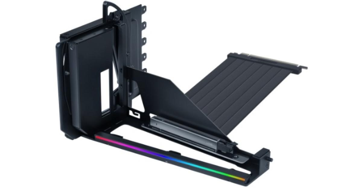 LIAN LI 4 Slots Vertical GPU Kit (VG4v4), 200mm PCIe 5.0 Riser Long & 4 Expansion Slots, (Black).