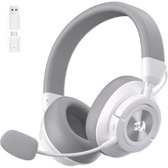 Redragon H889WG Wireless Gaming Headset, 4-in-1 (2.4G/BT/USB/3.5mm), 51H Battery & Play-While-Charging, 7.1 Spatial Audio & 53mm Drivers, Detachable Mic, Multi-Platform Headphone for PC/PS5/NS/Mobile - White