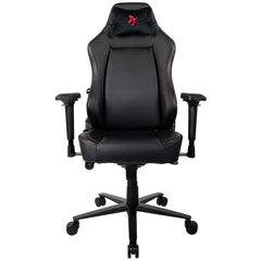 Arozzi Primo Premium PU Leather Gaming Chair Office Chair with Recliner Swivel Tilt Rocker Adjustable Height 4D Armrests Neck Pillow and Built-in Lumbar Adjustment - Black with Red Accents