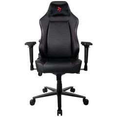 Arozzi Primo Premium PU Leather Gaming Chair Office Chair with Recliner Swivel Tilt Rocker Adjustable Height 4D Armrests Neck Pillow and Built-in Lumbar Adjustment - Black with Red Accents