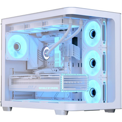 AeroCool P500C ATX Mid Tower Gaming PC Case, Tempered Glass Front and Side Panels, 4x ARGB Fans Included, Up to 360mm Radiator Support, 10x 120mm Fan Support, White