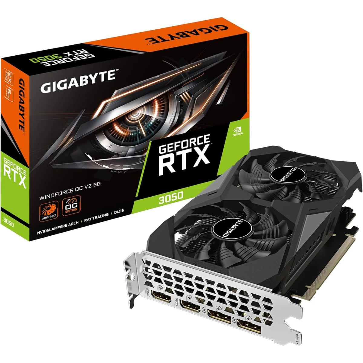 GIGABYTE GeForce RTX 3050 WINDFORCE OC V2 6G Graphics Card, 2X WINDFORCE Fans, 6GB GDDR6 96-bit GDDR6