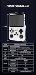 R36s Handheld Game Console, 3.5 Inch Ips Screen Retro Gaming Console 64g Card