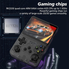 R36s Handheld Game Console, 3.5 Inch Ips Screen Retro Gaming Console 64g Card