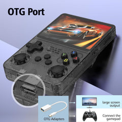 R36s Handheld Game Console, 3.5 Inch Ips Screen Retro Gaming Console 64g Card