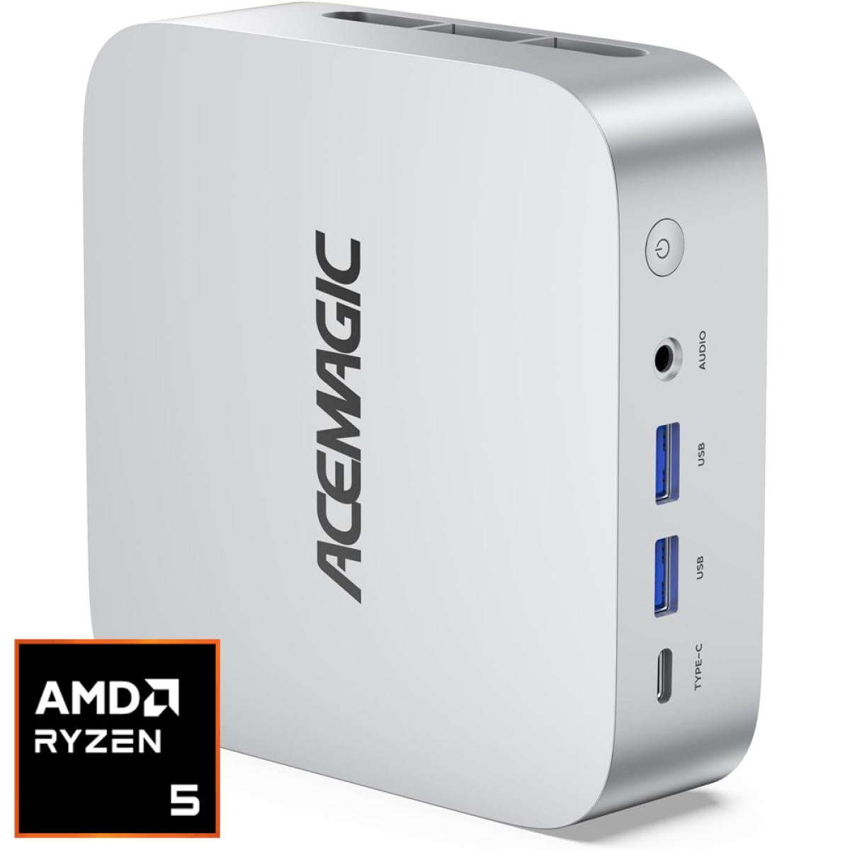Acemagic W1 Mini Pc Barebone Amd Ryzen 5 7430u 6 Cores W/ Vega 7 Graphic For Home & Business Support Triple 4k Display Support , Silver