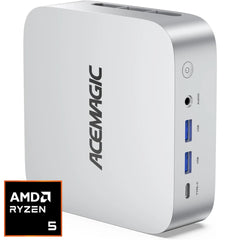 ACEMAGIC W1 Mini PC Barebone AMD Ryzen 5 7430U 6-Cores w/ VEGA 7 Graphic For Home & Business Support Triple 4K Display Support , Silver